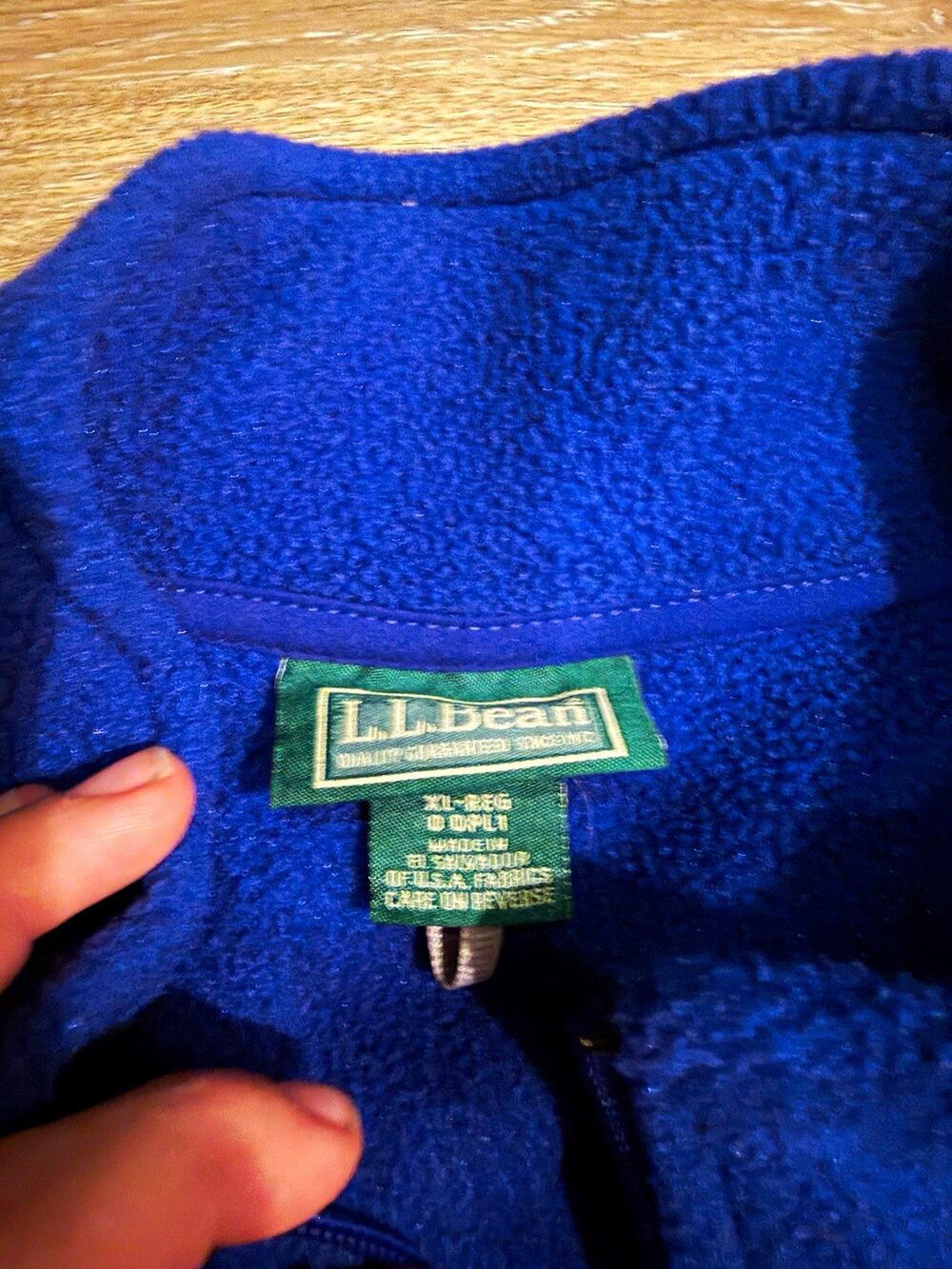 L.L.Bean Blue Fleece Vest Men's XL Regular Full Zip Stand-Up Collar Pockets